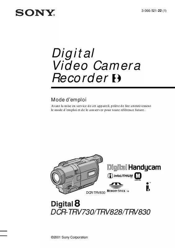 Mode d'emploi SONY DCR-TRV830