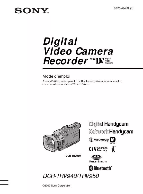 Mode d'emploi SONY DCR-TRV940