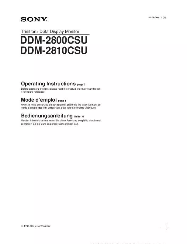 Mode d'emploi SONY DDM-2810CSU