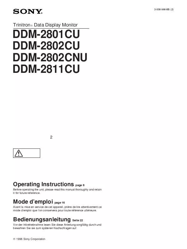 Mode d'emploi SONY DDM-2811CU