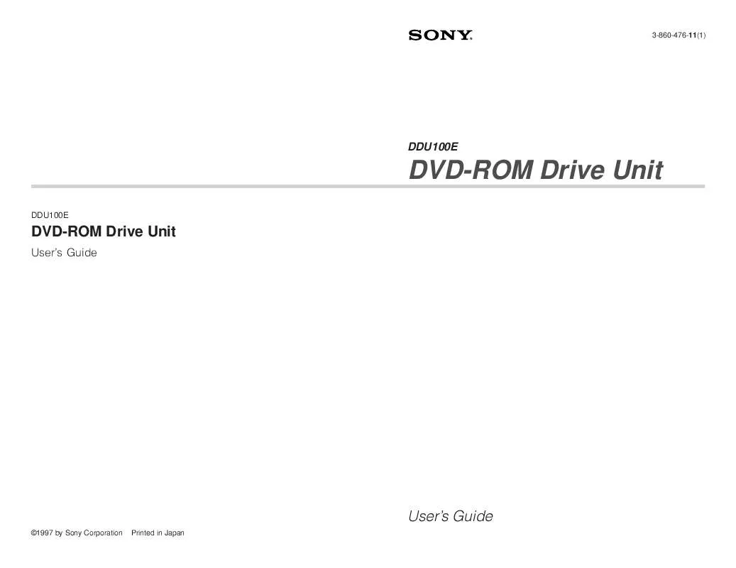 Mode d'emploi SONY DDU100E