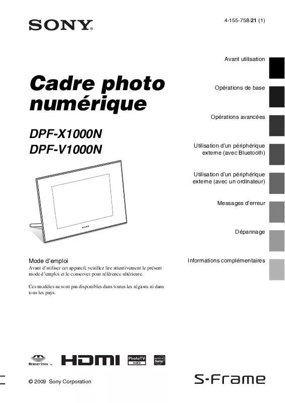 Mode d'emploi SONY DPF-X1000N