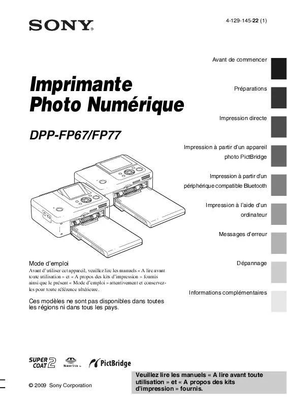 Mode d'emploi SONY DPP-FP77