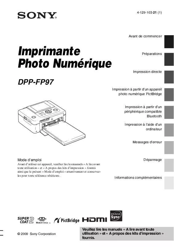 Mode d'emploi SONY DPP-FP97