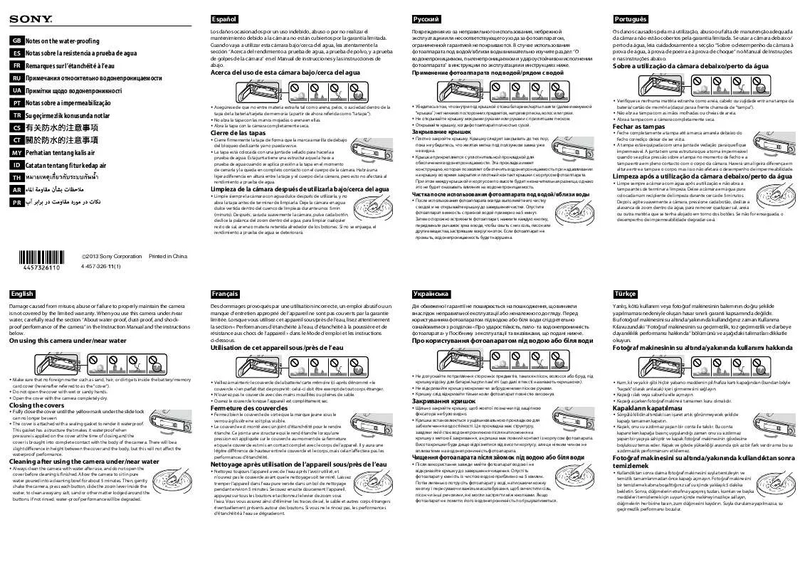 Mode d'emploi SONY CYBER-SHOT DSC-TF1/R