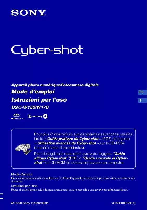 Mode d'emploi SONY CYBER-SHOT DSC-W150/G