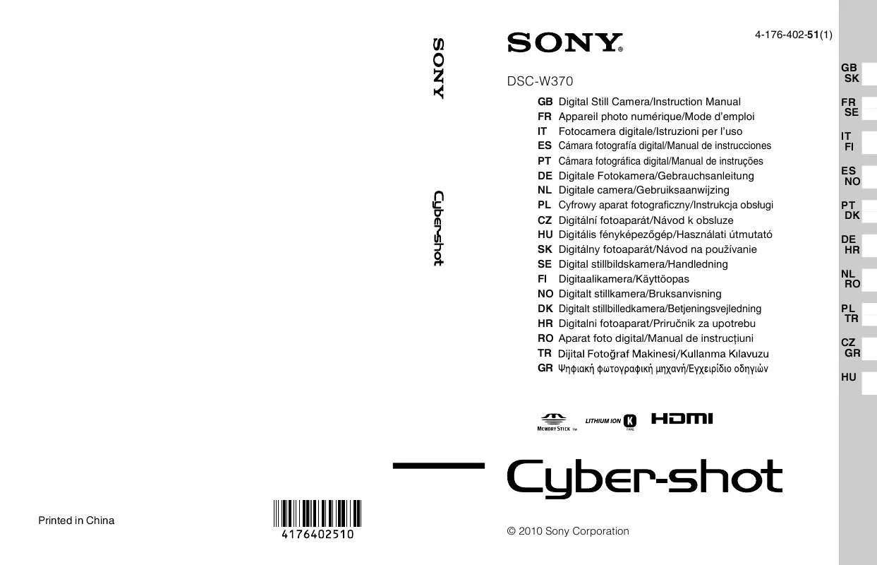 Mode d'emploi SONY DSC-W370