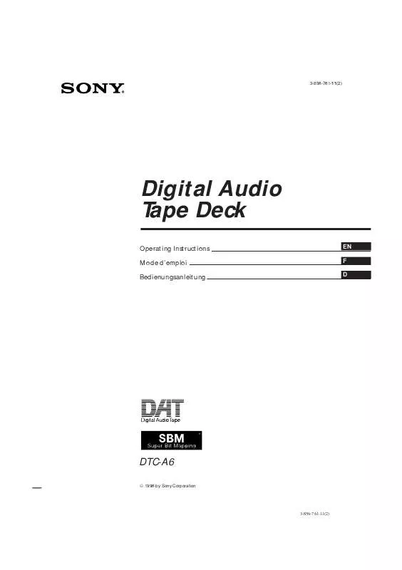 Mode d'emploi SONY DTC-A6