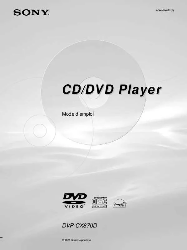 Mode d'emploi SONY DVP-CX870D