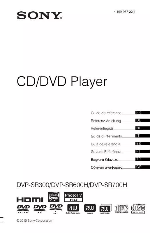 Mode d'emploi SONY DVP-SR700H