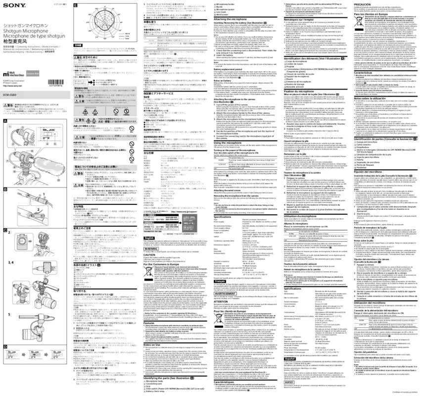 Mode d'emploi SONY ECM-CG60