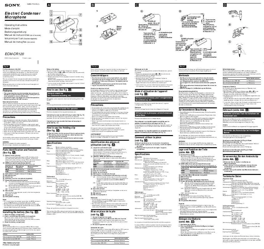 Mode d'emploi SONY ECM-CR120