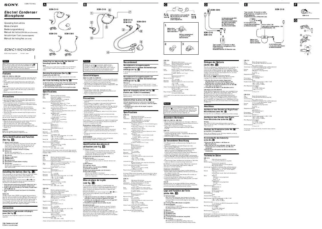 Mode d'emploi SONY ECM-CS10