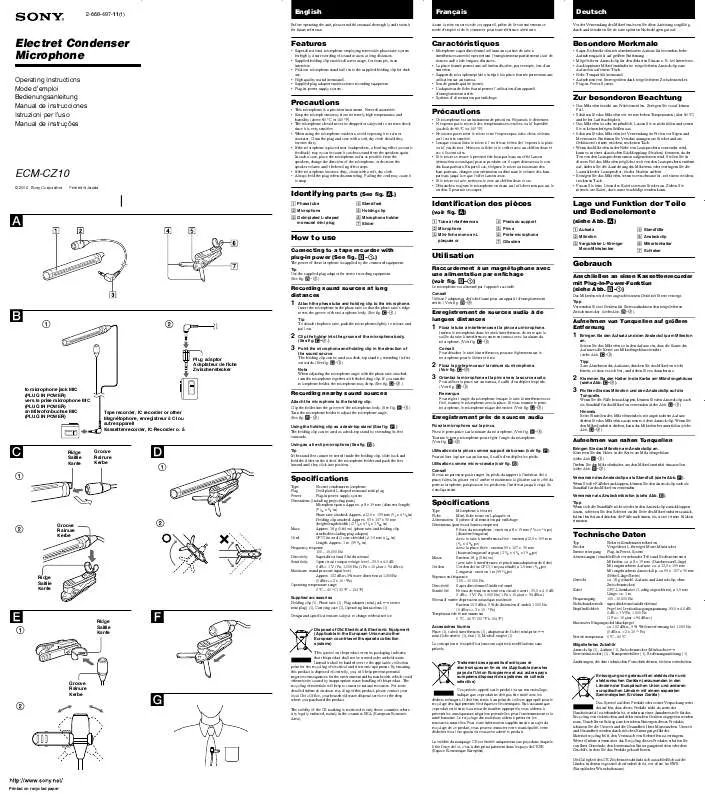 Mode d'emploi SONY ECM-CZ10