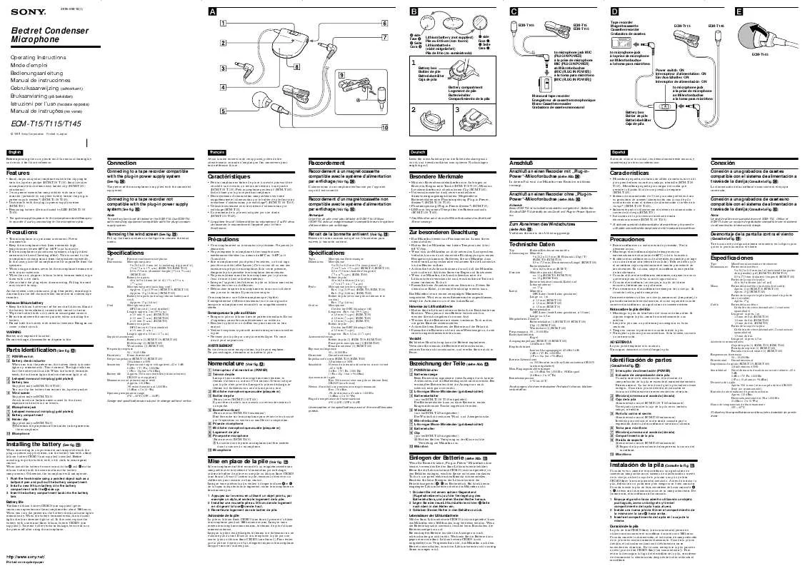 Mode d'emploi SONY ECM-T115