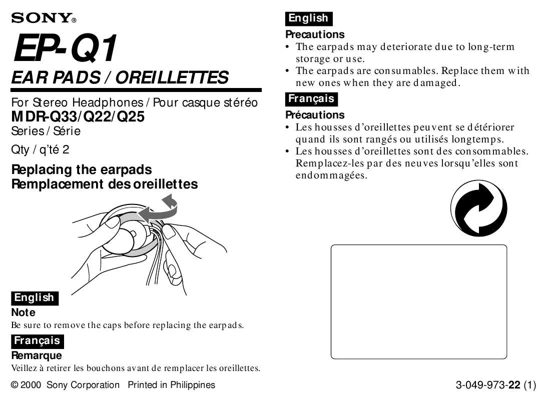 Mode d'emploi SONY EP-Q1