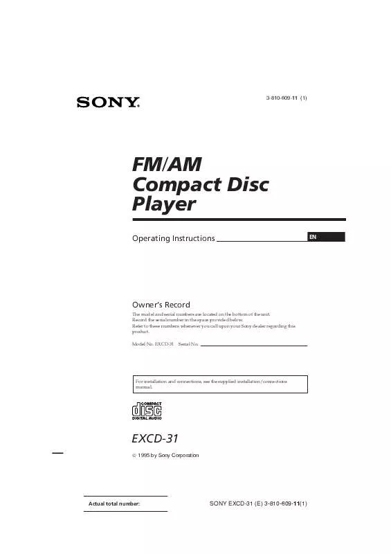 Mode d'emploi SONY EXCD-31
