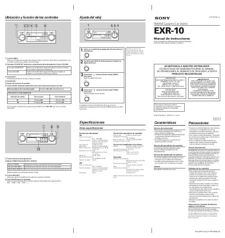 Mode d'emploi SONY EXR-10