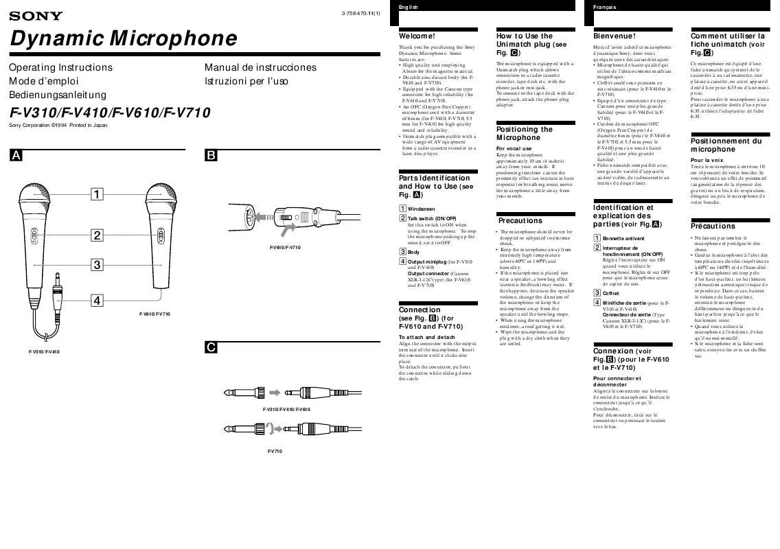 Mode d'emploi SONY F-V610