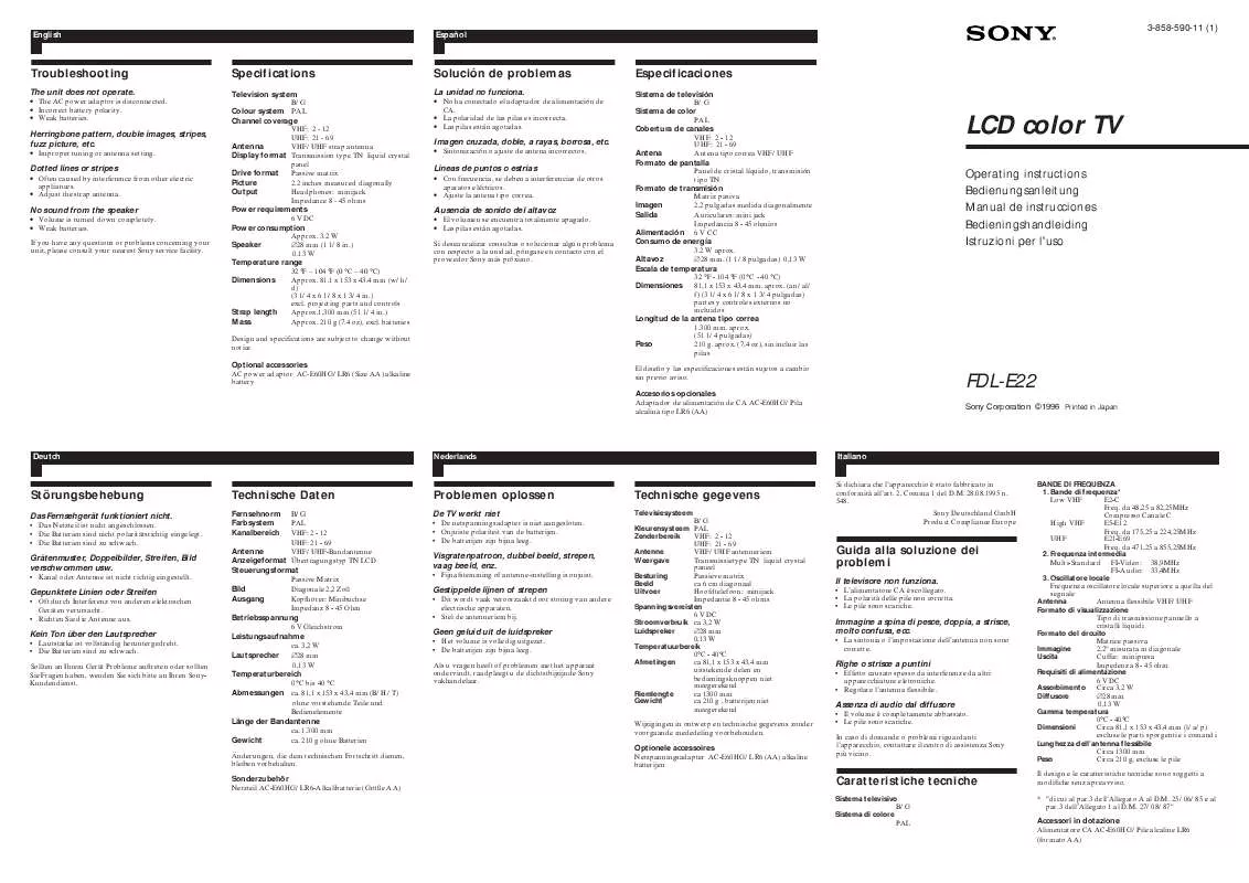 Mode d'emploi SONY FDL-E22