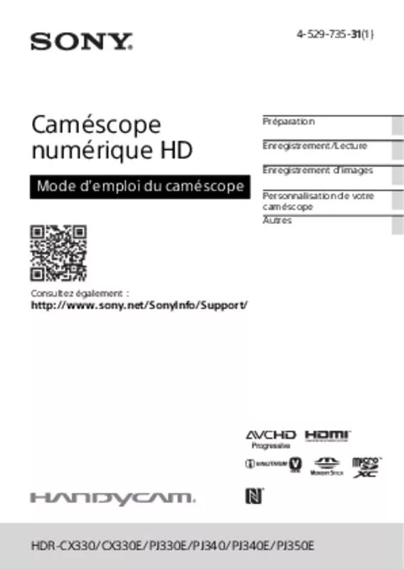 Mode d'emploi SONY HDR-CX330