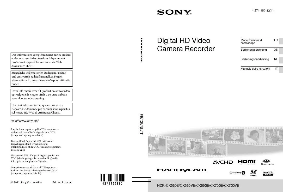 Mode d'emploi SONY HDR-CX560E