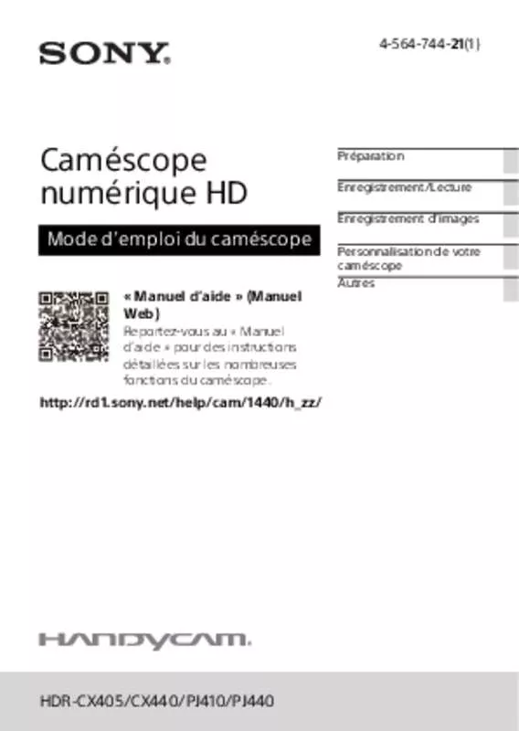 Mode d'emploi SONY HDR-PJ410B