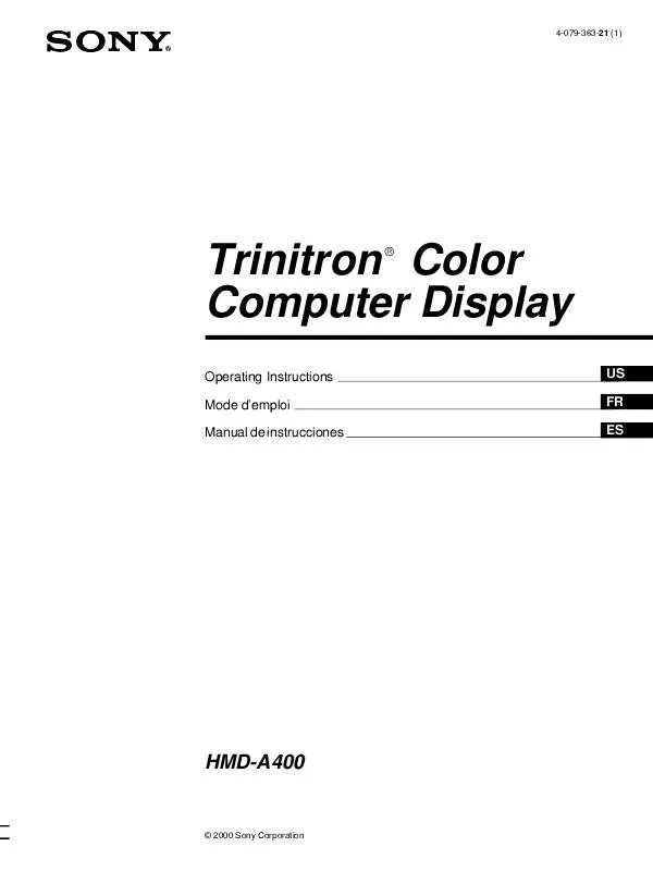 Mode d'emploi SONY HMD-A400