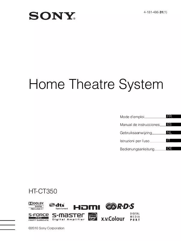 Mode d'emploi SONY HT-CT350