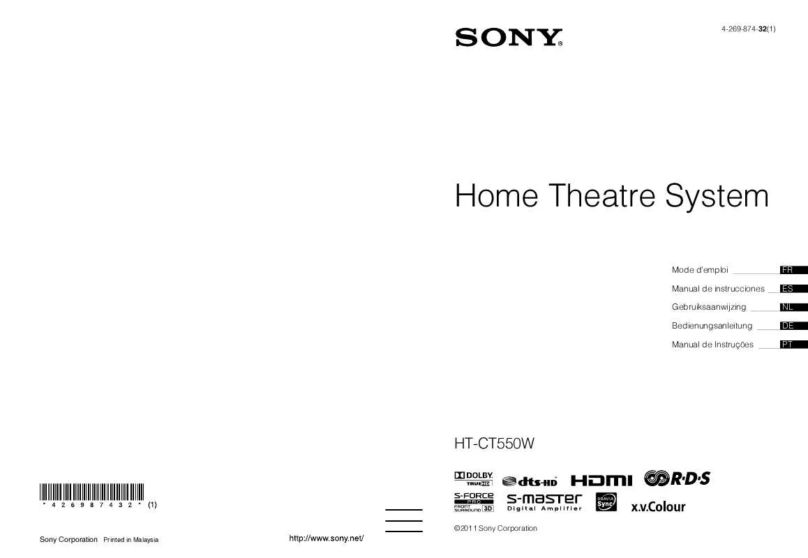 Mode d'emploi SONY HT-CT550W