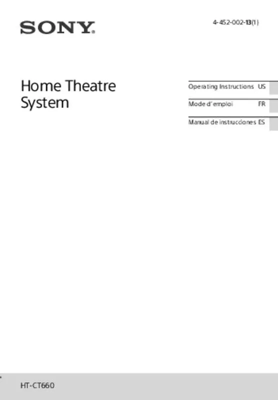 Mode d'emploi SONY HT-CT660