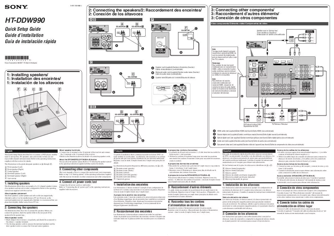 Mode d'emploi SONY HT-DDW990