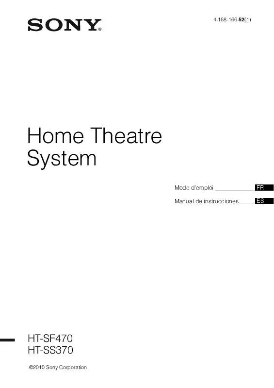 Mode d'emploi SONY HT-SF470