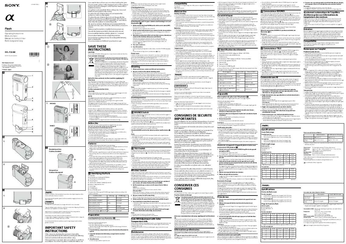 Mode d'emploi SONY HVL-F20AM