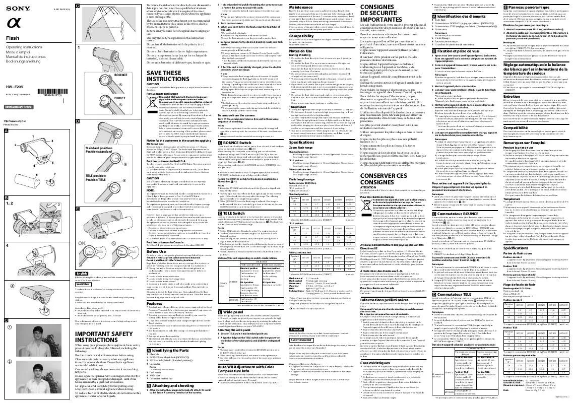 Mode d'emploi SONY HVL-F20S