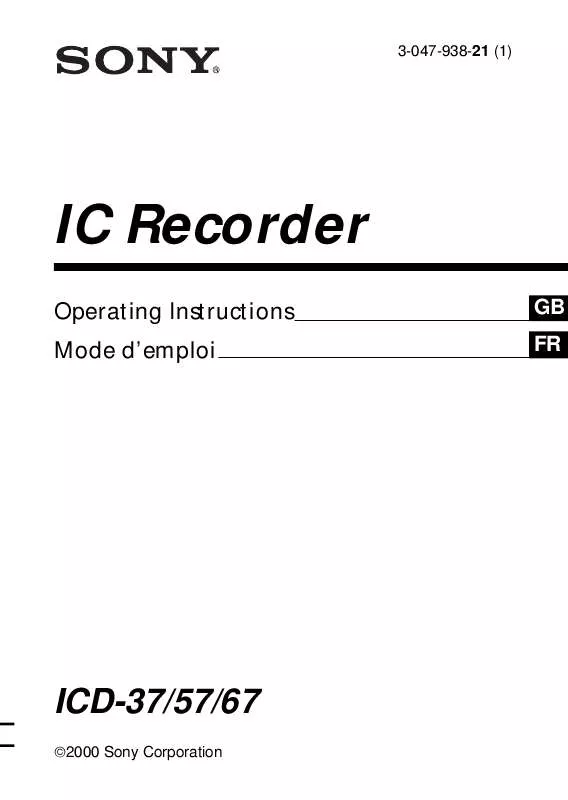 Mode d'emploi SONY ICD-37