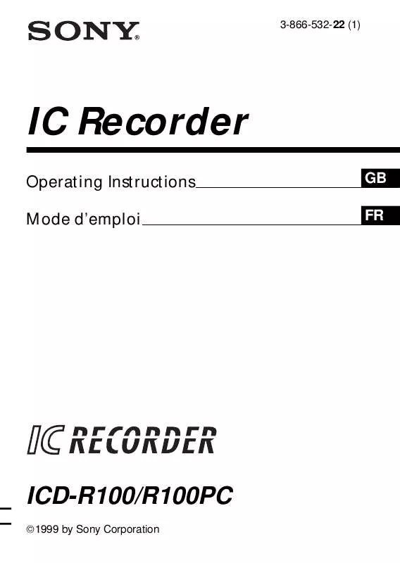 Mode d'emploi SONY ICD-R100PC