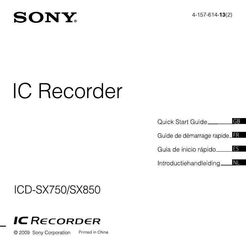 Mode d'emploi SONY ICD-SX850