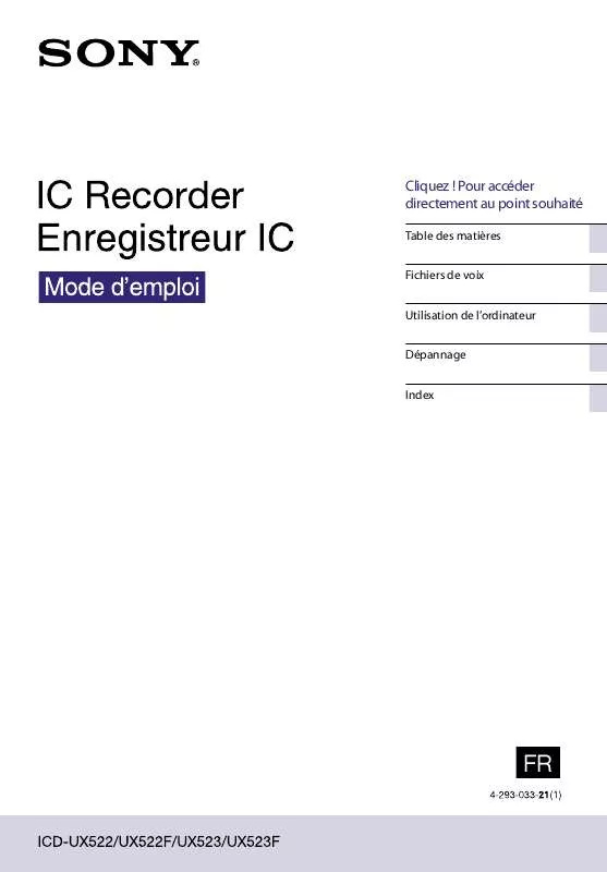 Mode d'emploi SONY ICD-UX522S