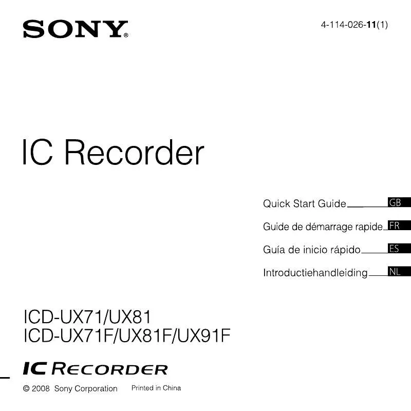 Mode d'emploi SONY ICD-UX71F