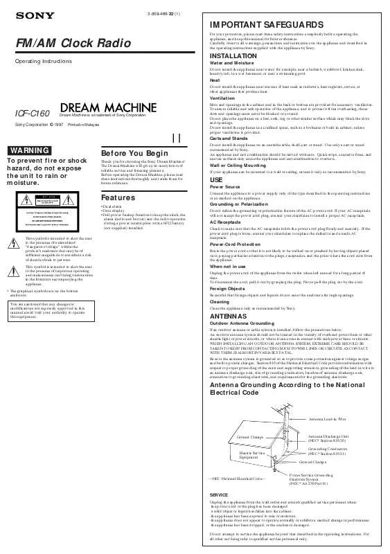 Mode d'emploi SONY ICF-C160