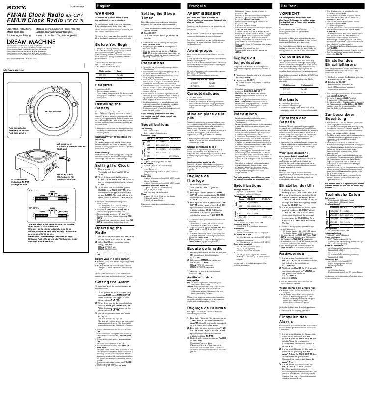 Mode d'emploi SONY ICF-C217