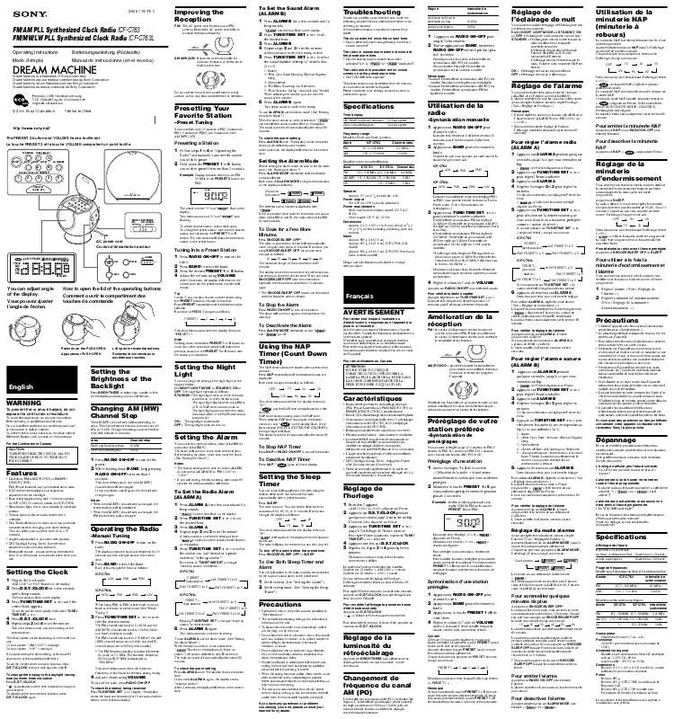 Mode d'emploi SONY ICF-C763