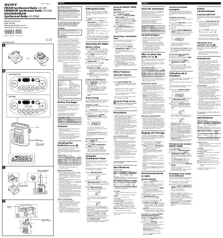 Mode d'emploi SONY ICF-S79W