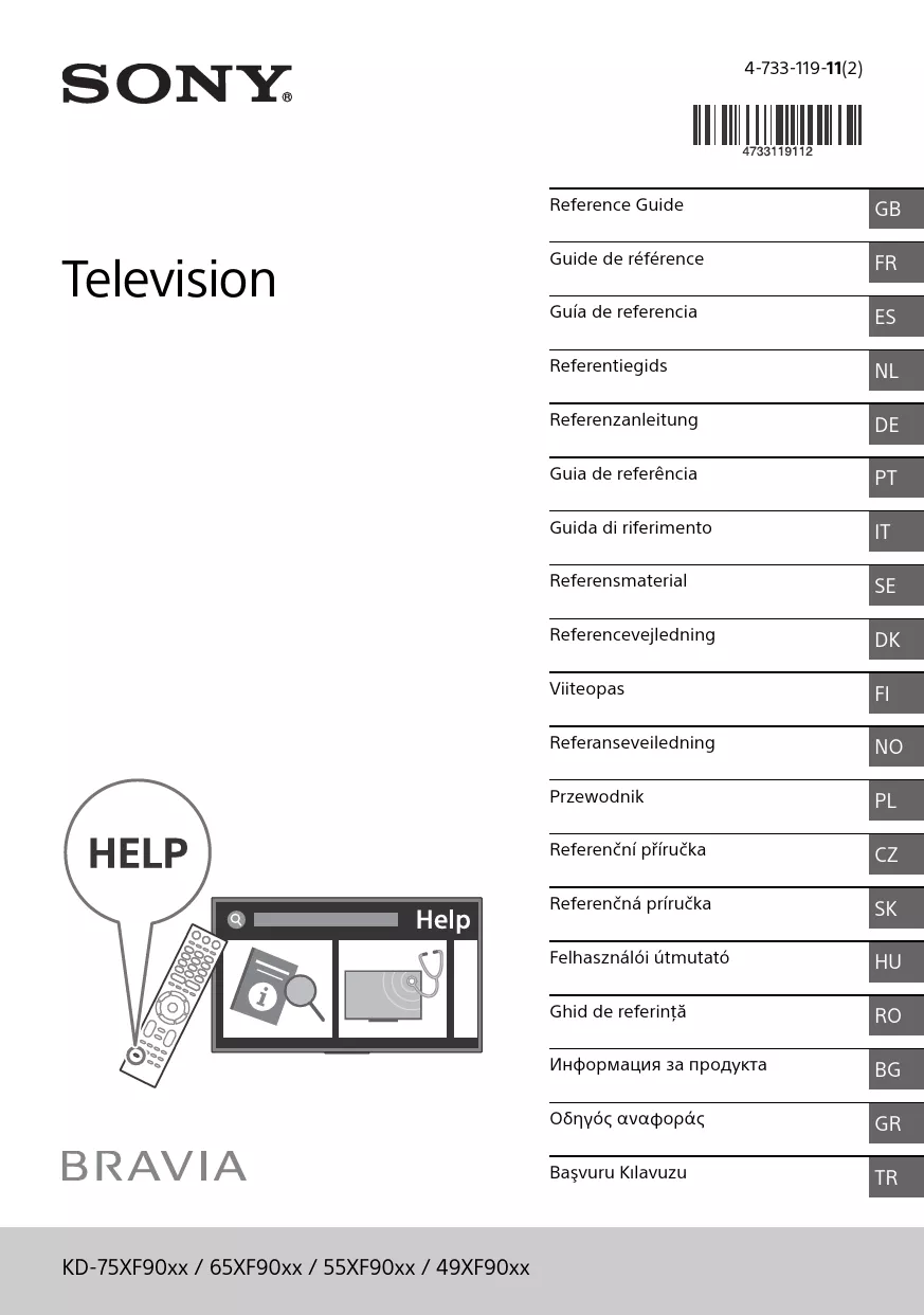 Mode d'emploi SONY KD-55XF9005BAEP