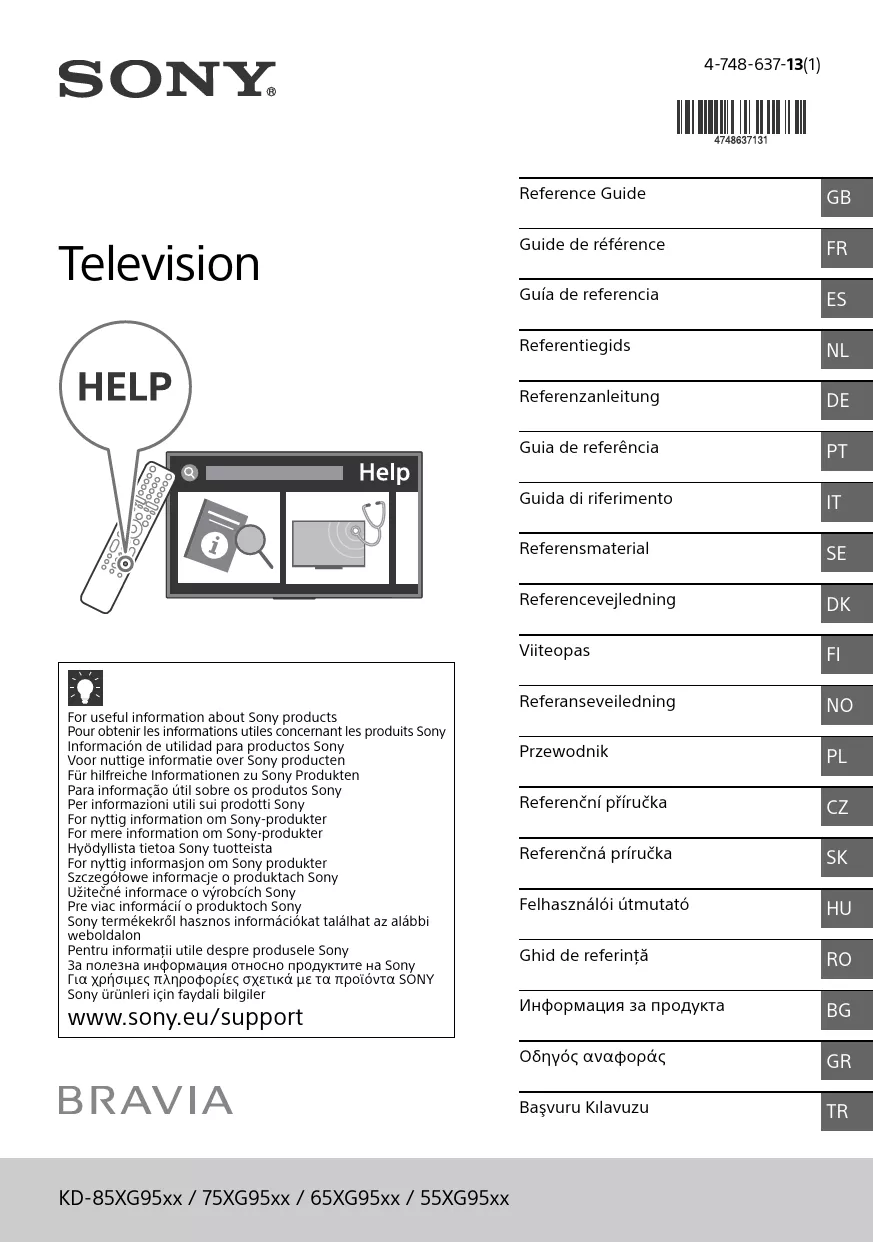 Mode d'emploi SONY KD55XG9505