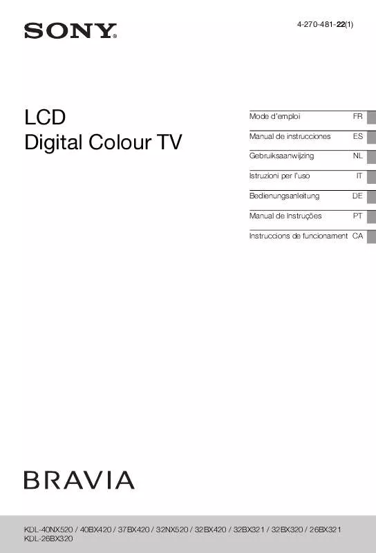 Mode d'emploi SONY BRAVIA KDL-32BX321