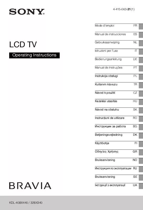 Mode d'emploi SONY BRAVIA KDL-32BX340