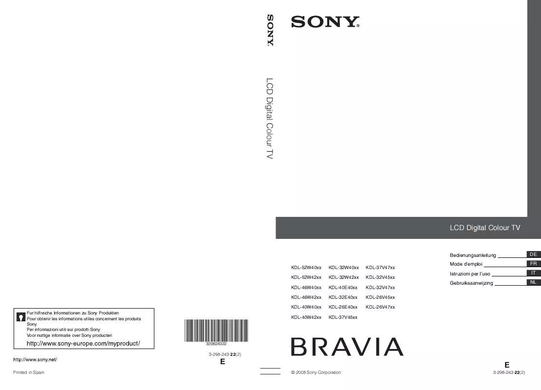 Mode d'emploi SONY KDL-32V4730