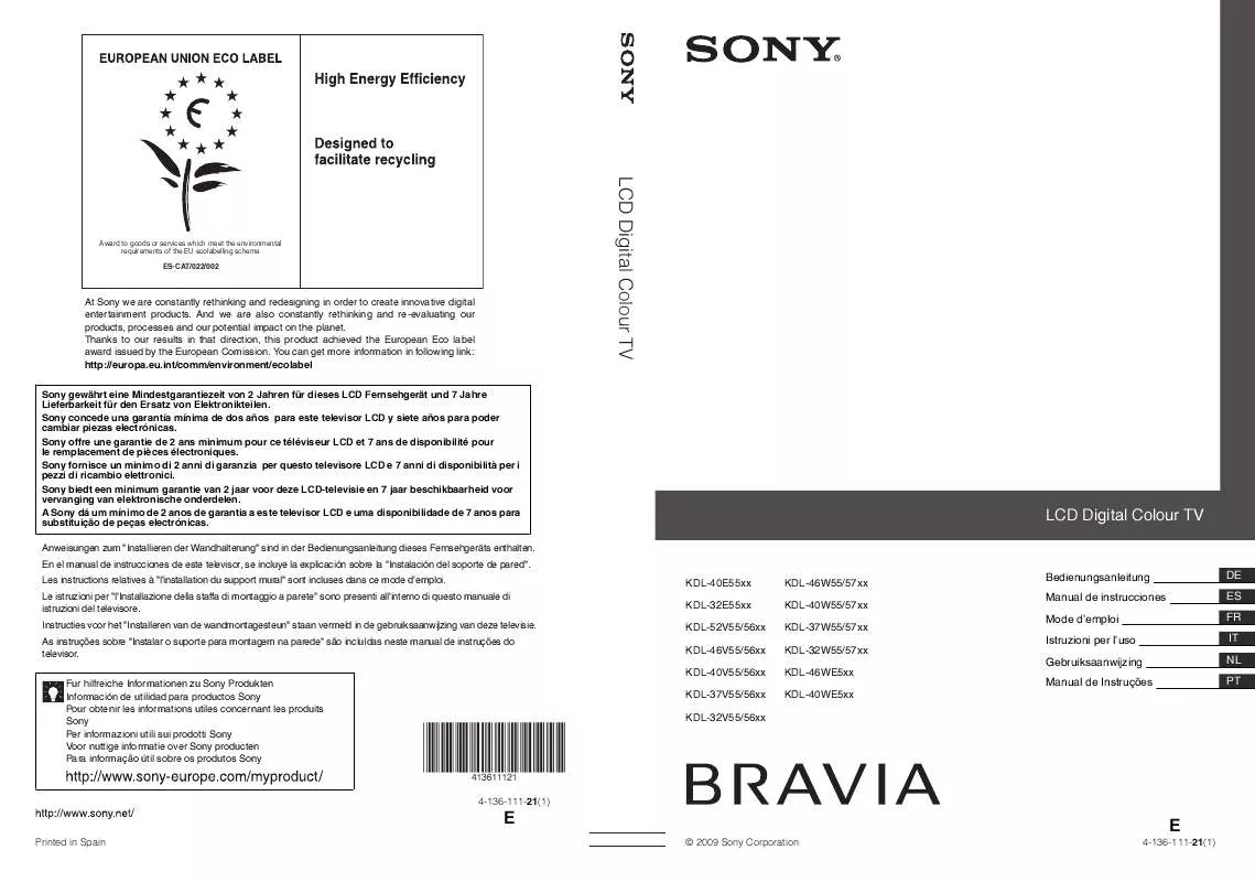 Mode d'emploi SONY KDL-37V5610